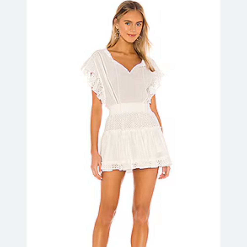 Misa Los Angeles Sarika Ruffle Short Dress in Ivory